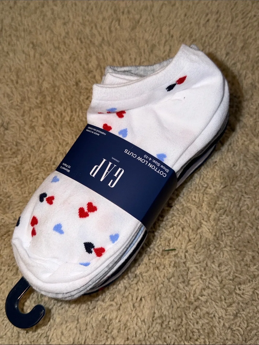 GAP Low-Cut Socks White, Blue, Gray & Light Blue